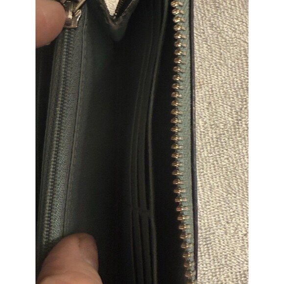 Coach Factory Wallet 6.75X3.75x2” Teal Leather Zip Around - Picture 10 of 11